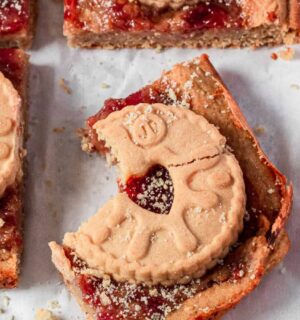 Vegan chickpea blondies made from a plant-based recipe