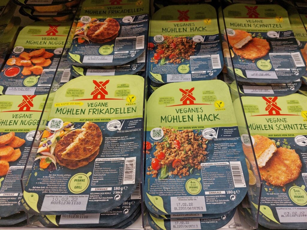 Plant-based meat products in a Germany supermarket