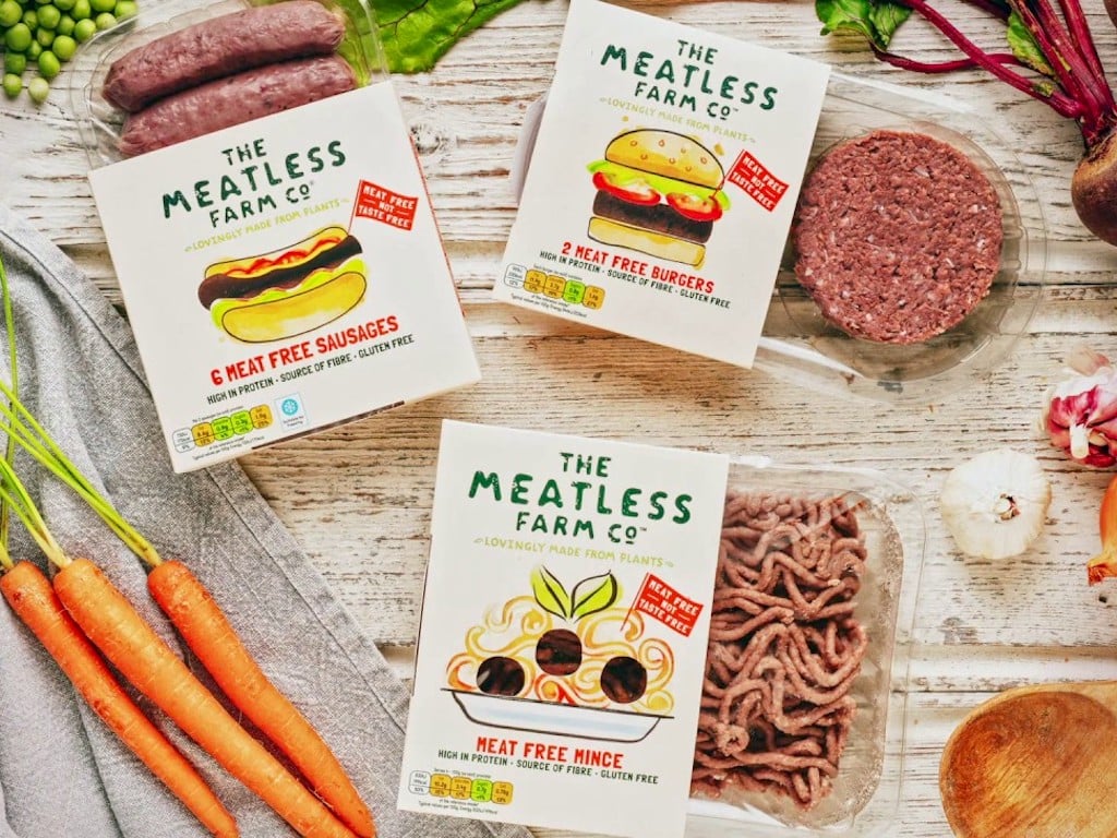 Vegan meat products made by plant-based food business Meatless Farm