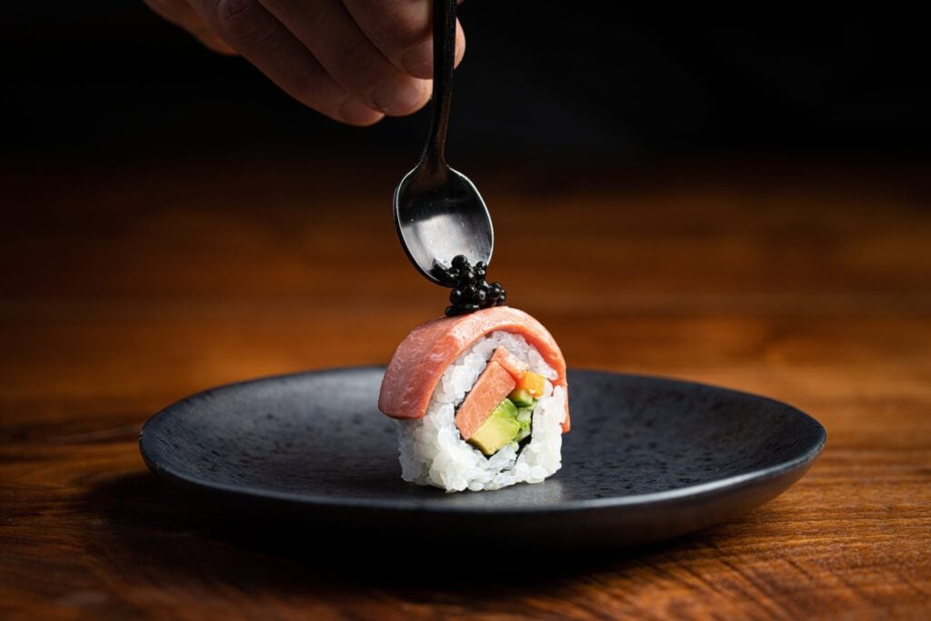 Sushi featuring cultivated bluefin tuna made by BlueNalu
