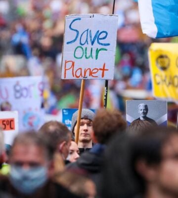 Climate change protesters in Glasgow, Scotland
