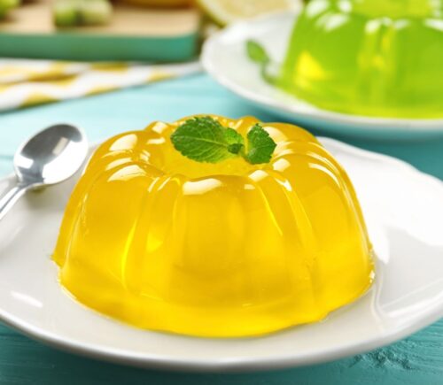 A jelly made from non-vegan ingredient gelatin, which comes from animals