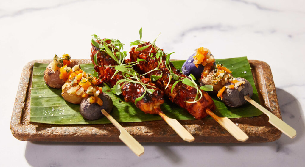 Anticuchos de Pollo featuring GOOD Meat cultured chicken