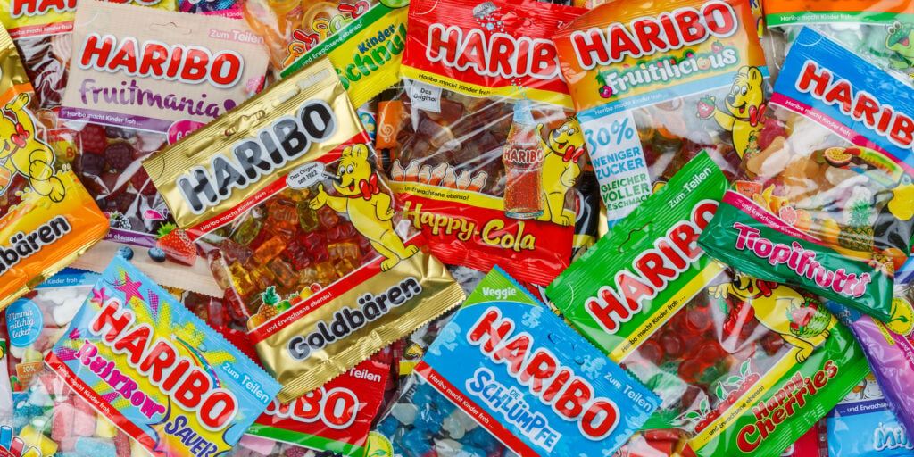 A selection of packs of Haribo sweets, which use gelatin in their ingredients