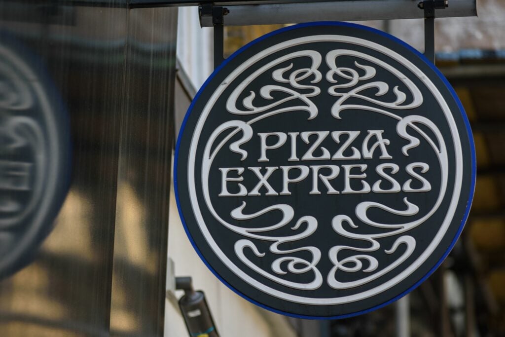 The outside of popular UK chain restaurant Pizza Express
