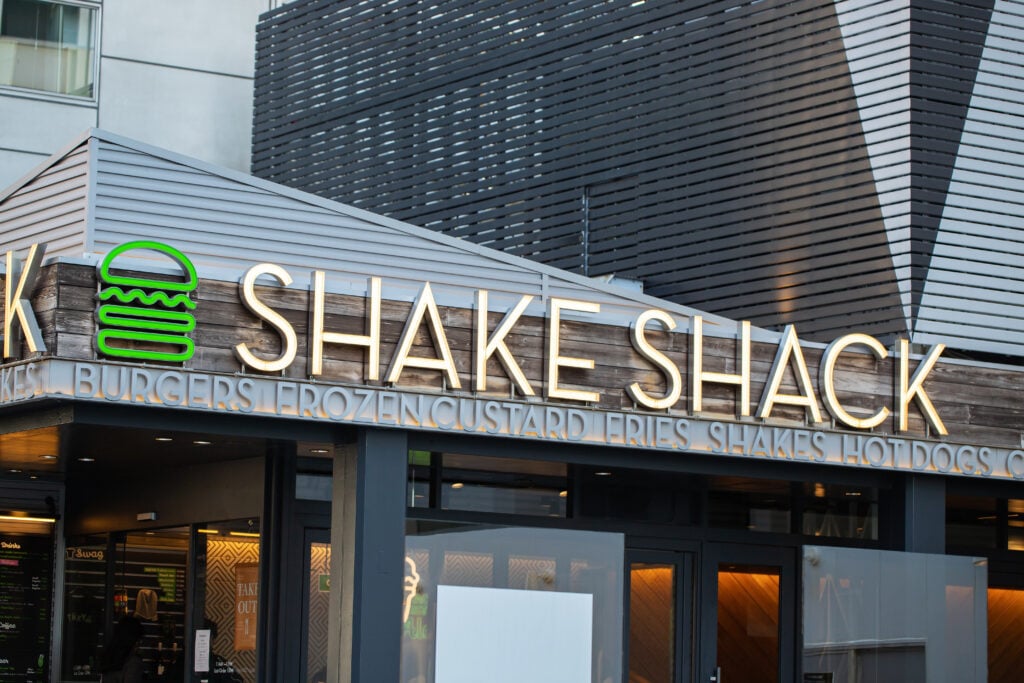 The outside of vegan-friendly fast food restaurant Shake Shack