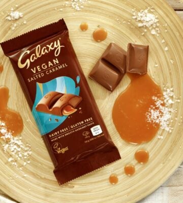 A new vegan dairy-free salted caramel chocolate bar from UK brand Galaxy