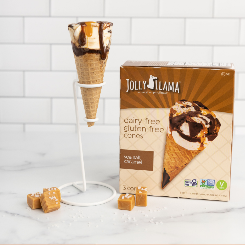 A nondairy gluten-free ice cream cone by Jolly Llama