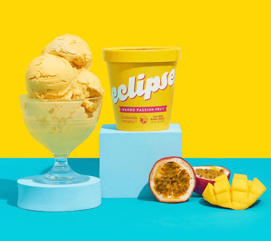 Vegan mango and passionfruit ice cream made by Eclipse