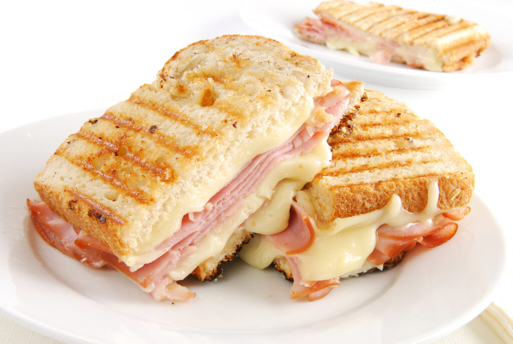 a toastie containing cheese and ham, which is known to cause cancer