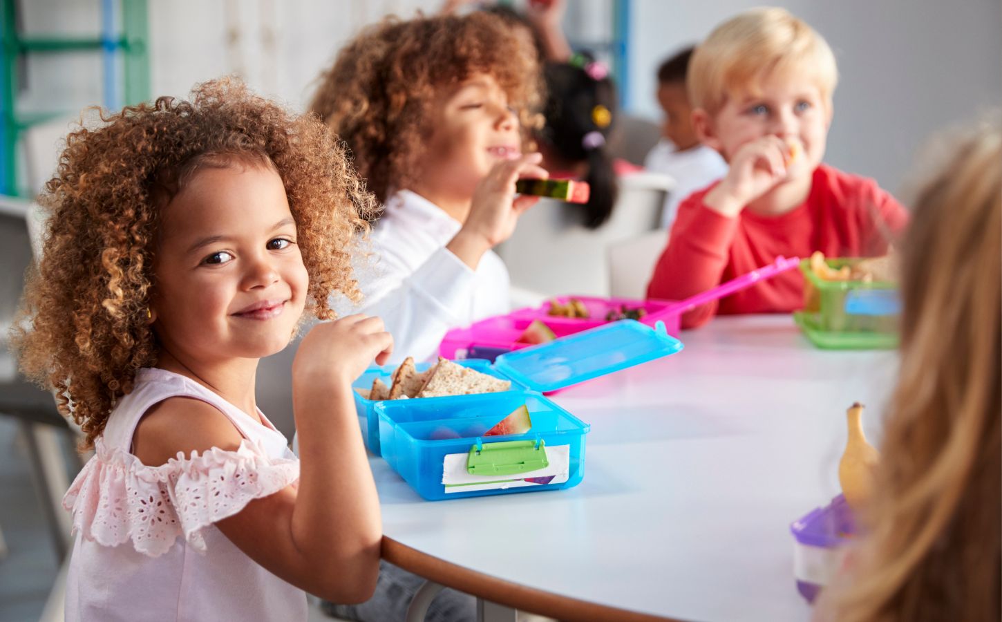 Kids eating vegan food at a UK nursery