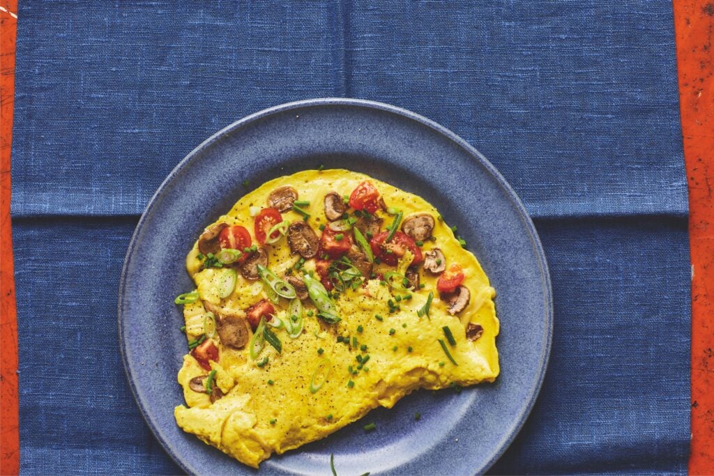 A vegan omelette from BOSH!'s new plant-based meat cookbook