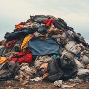 A pile of clothes abandoned by the fashion industry, which is known to have environmental and ethical costs