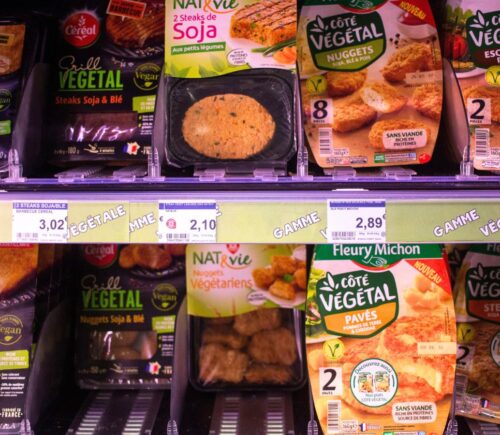 Vegan meat at a French supermarket