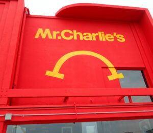 The outside of Mr Charlie's, a plant-based fast food restaurant dubbed the "vegan McDonald's"