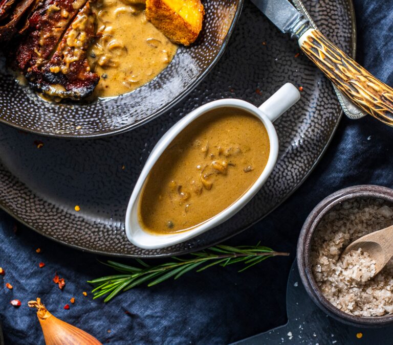 Planning A Vegan Steak Night? Try This DairyFree Brandy Peppercorn Sauce
