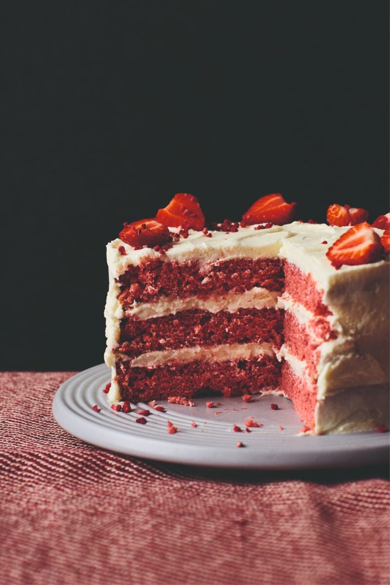 A vegan red velvet cake from BOSH!