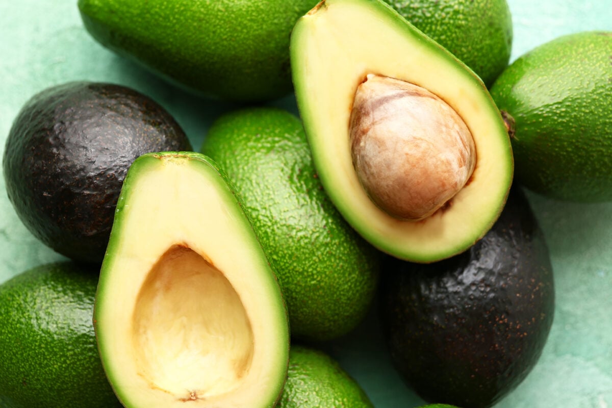 A selection of avocados, which are sometimes considered to be non-vegan fruit