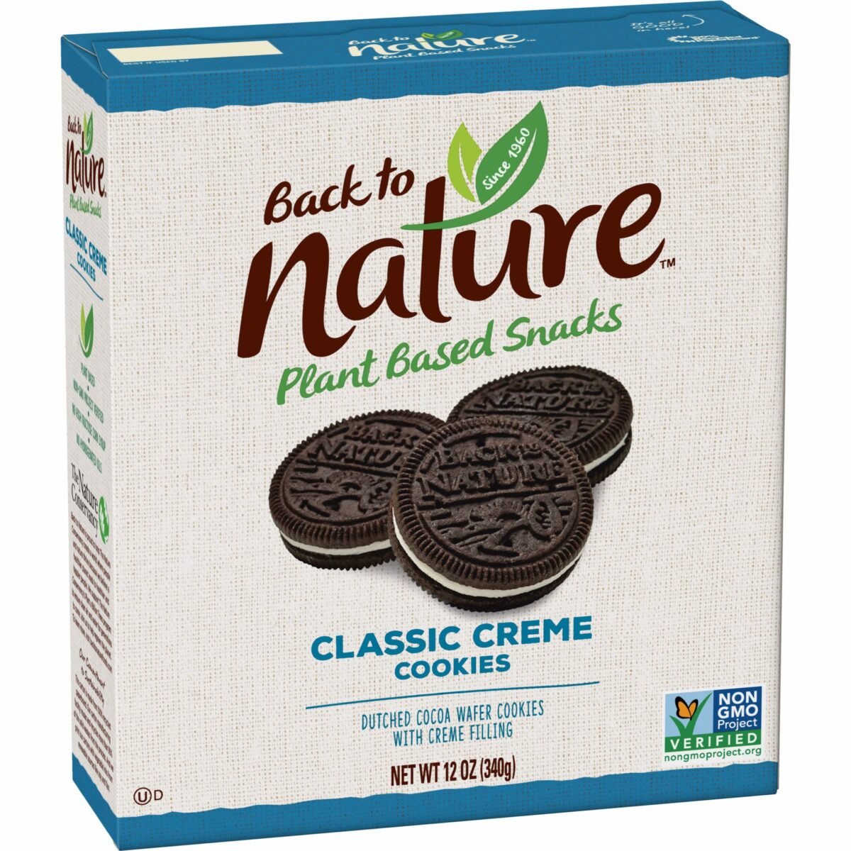 A packet of vegan oreo-style cookies from Back to Nature