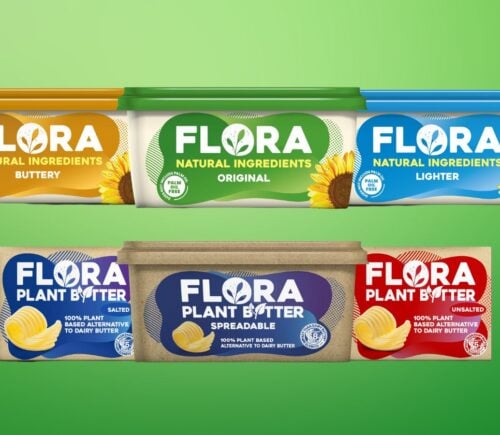 A selection of buttery, original, and lighter Flora spreads, which are now vegan-friendly