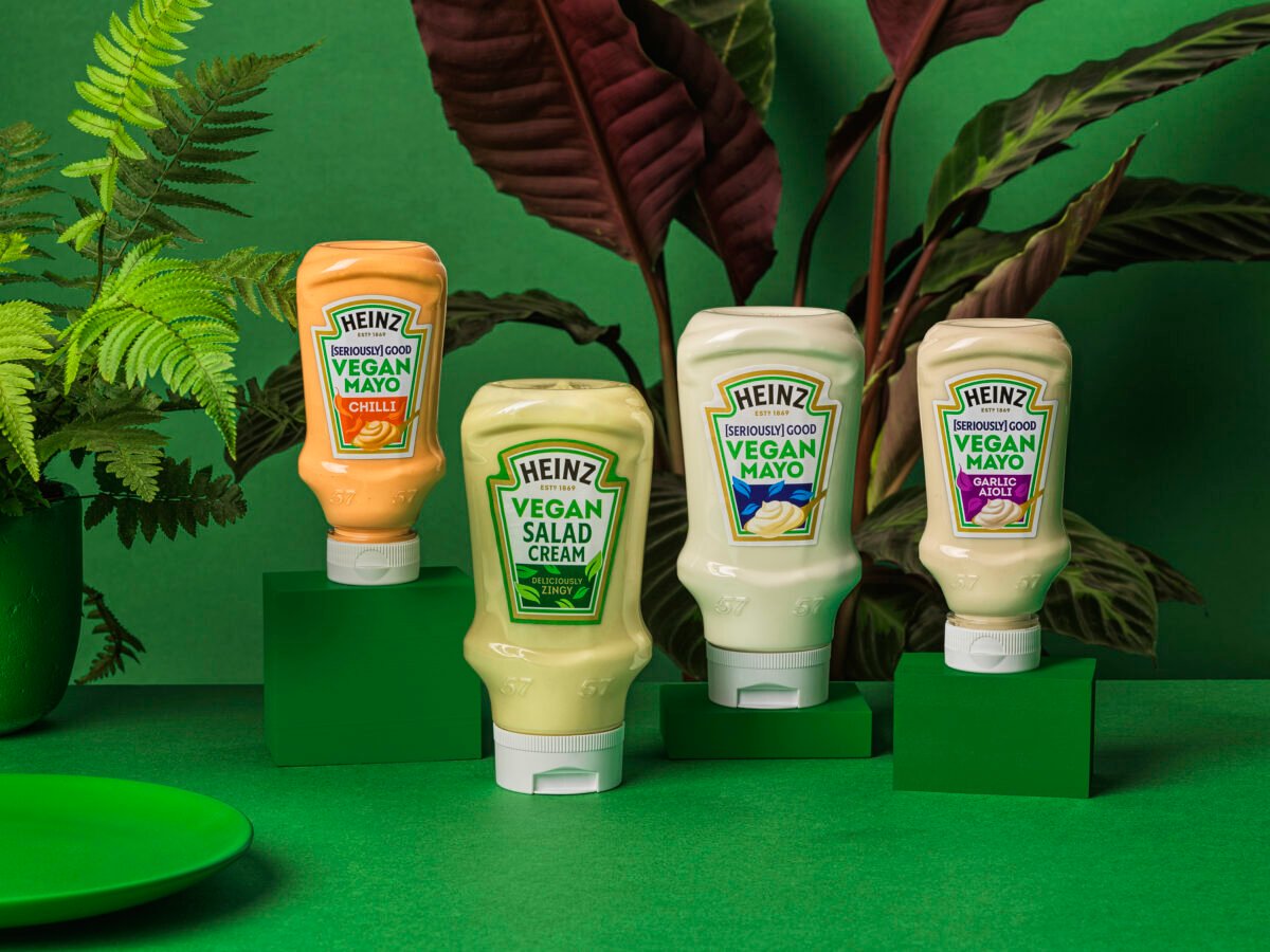 Different flavours of vegan mayo from Heinz
