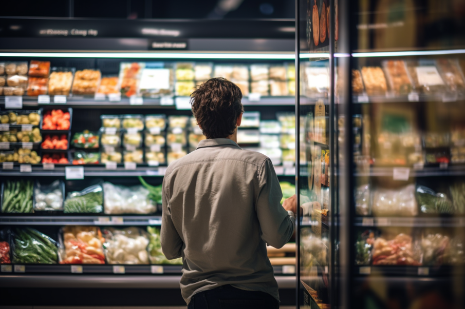 A person buying vegan food from a supermarket amid rising costs of meat