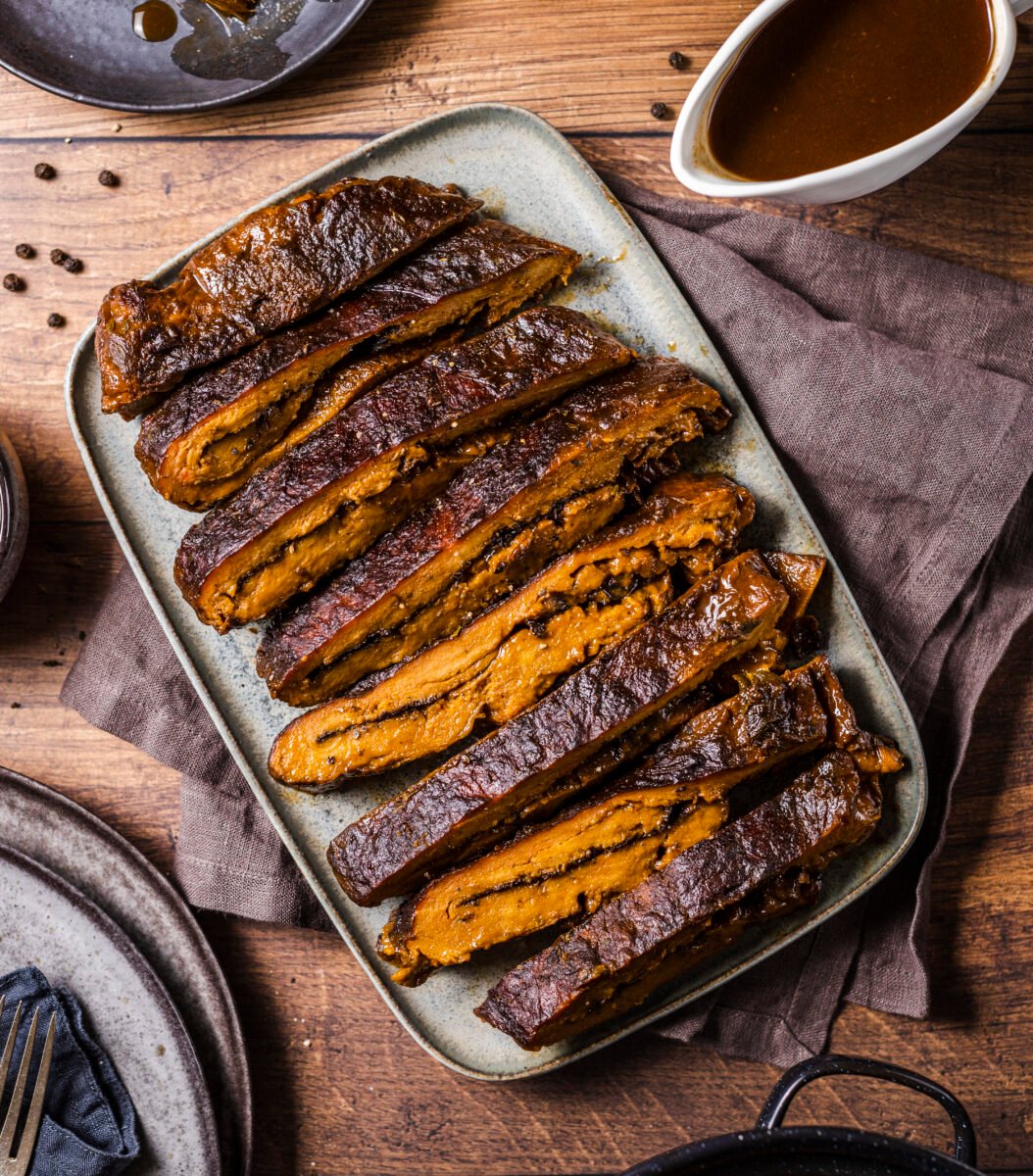 A vegan seitan pot roast