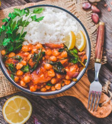 A vegan high protein chickpea stew