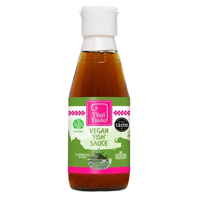 A bottle of Taste Vegetarian Fish Sauce