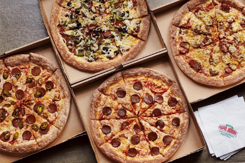 A selection of four vegan dairy-free pizzas at Papa Johns in the UK