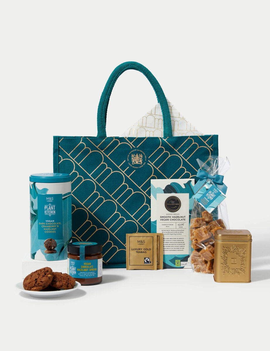 Vegan Christmas gift bag from M&S vegan Christmas range 2023