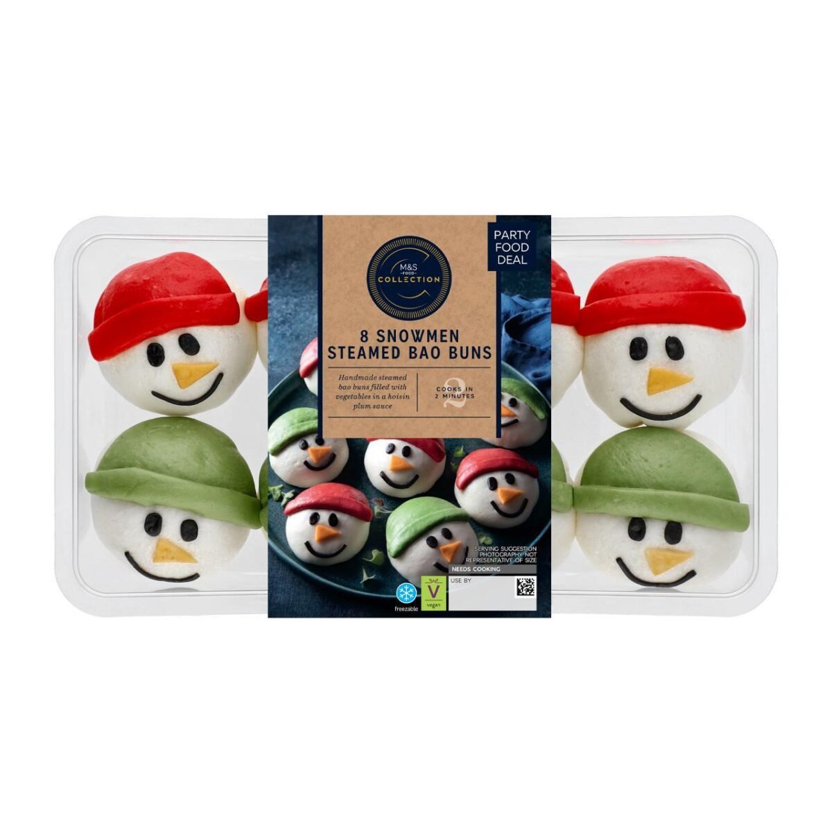 Pack of M&S vegan snowmen bao buns