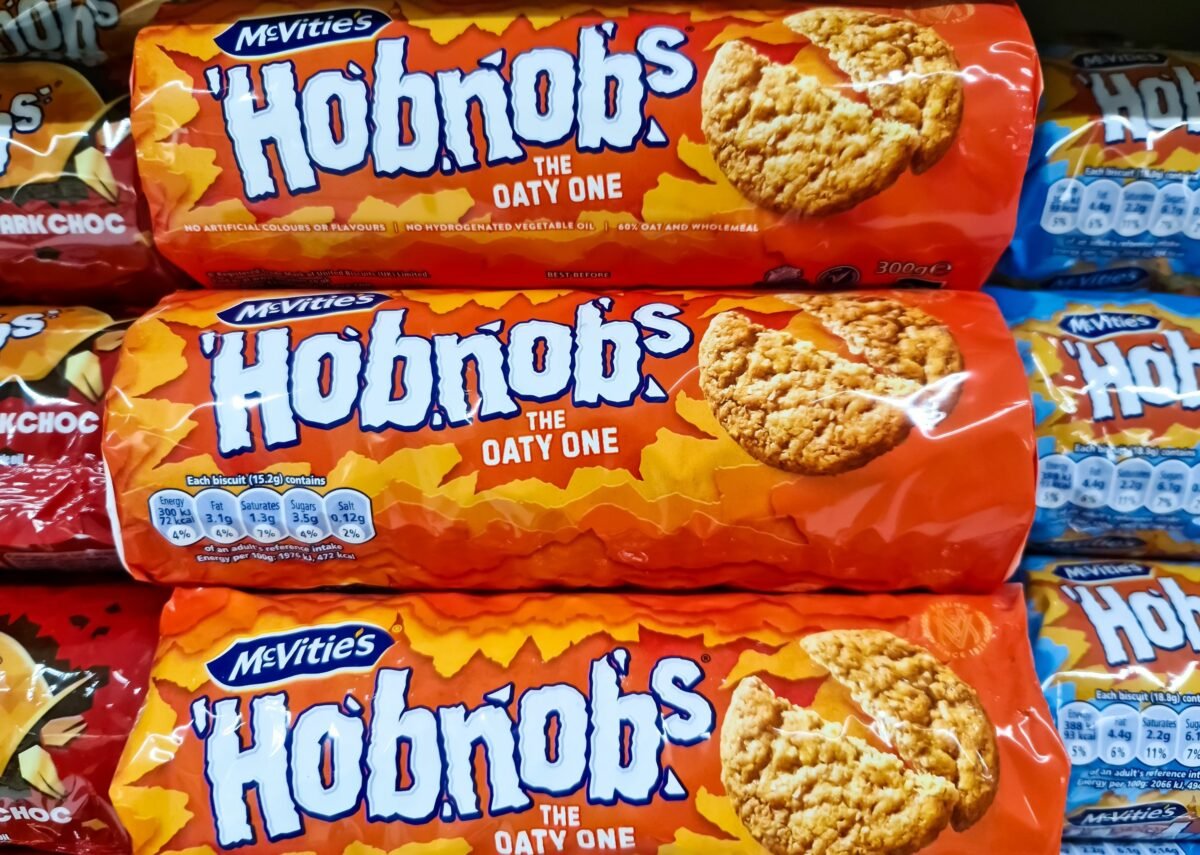 Three packs of hobnobs, a vegan-friendly biscuit