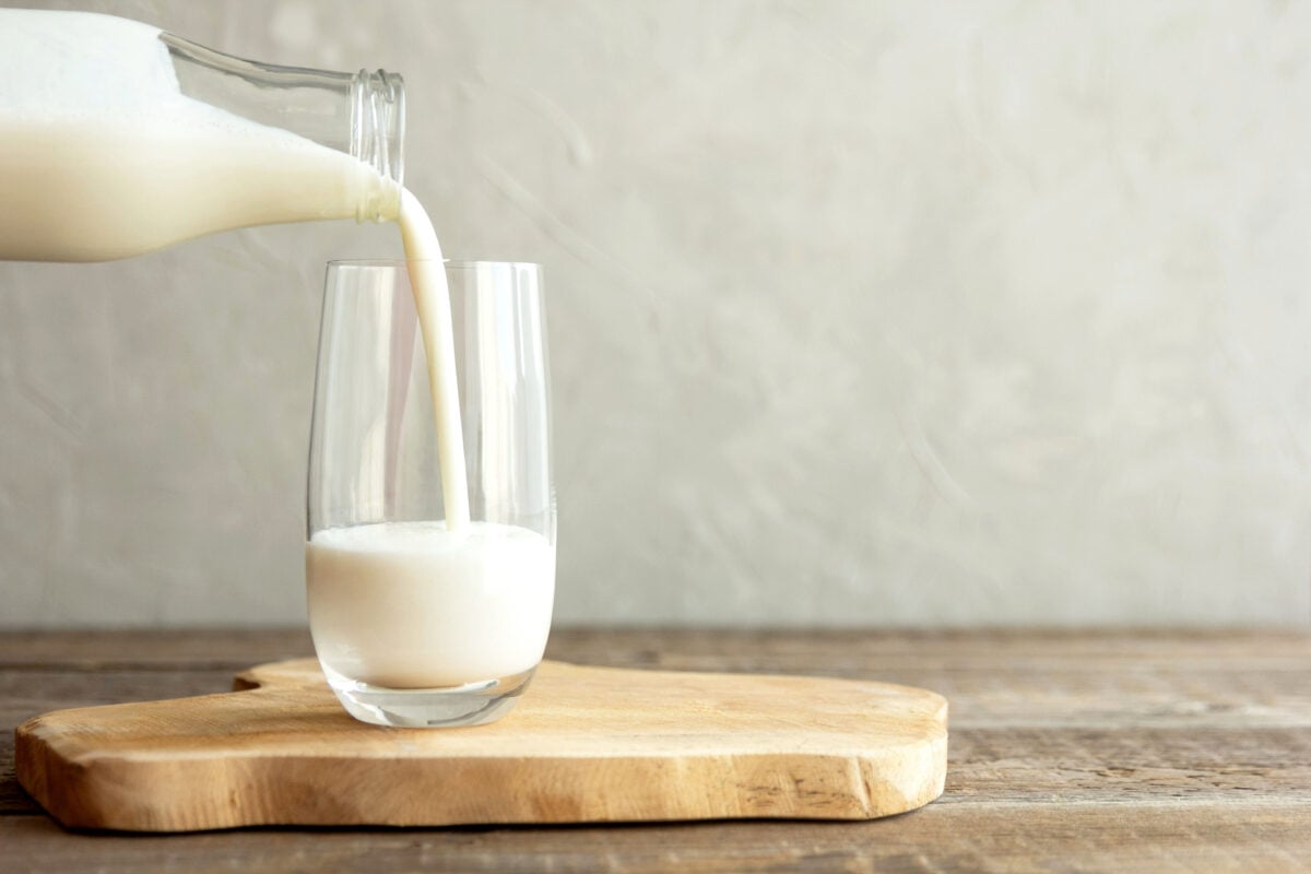 Milk being poured into a glass