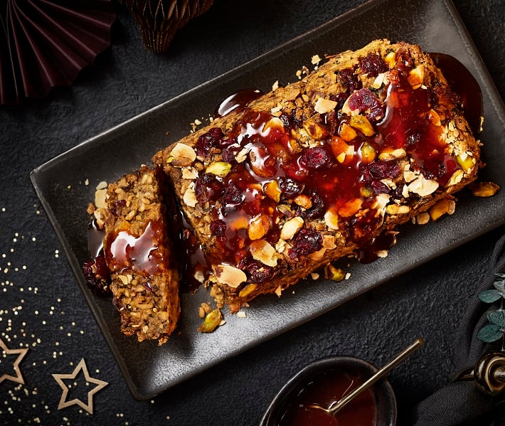 Aerial view of Sainsbury's vegan nut roast from its Christmas range 2023