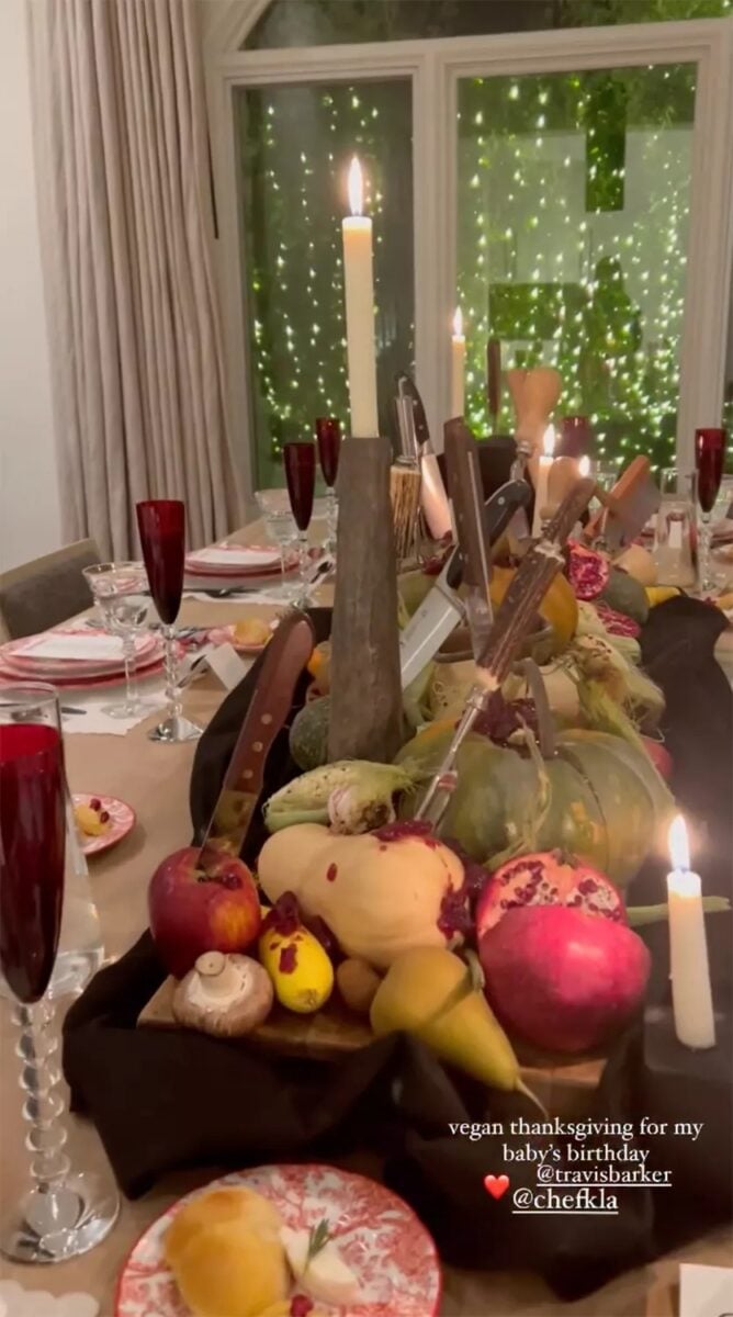 A vegan Thanksgiving dinner that Kourtney Kardashian threw for Travis Barker