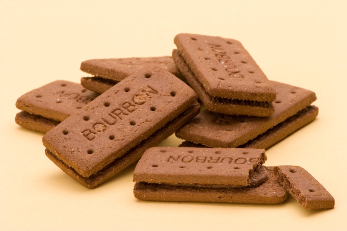 A pile of Bourbons, a vegan-friendly biscuit