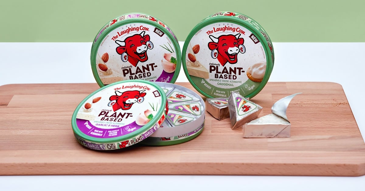 Artistic photo of vegan soft cheese from the new Laughing Cow vegan cheese range