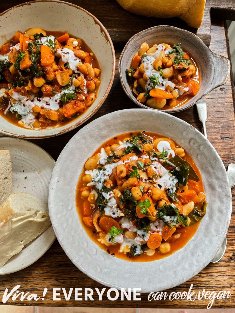 A vegan kale, bean, and lemon stew