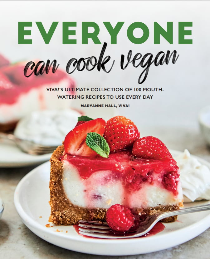 The front cover of Viva!'s new vegan cookbook