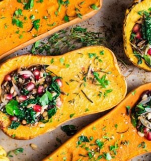 A vegan stuffed squash with wild rice recipe