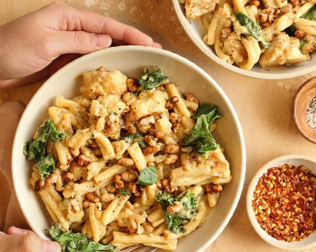 A cauliflower, bean, and kale pasta recipe