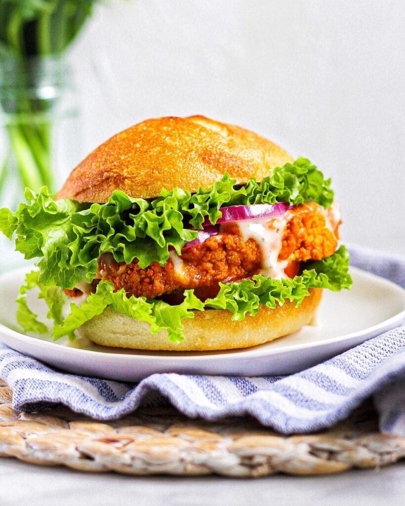 A vegan burger made from cauliflower