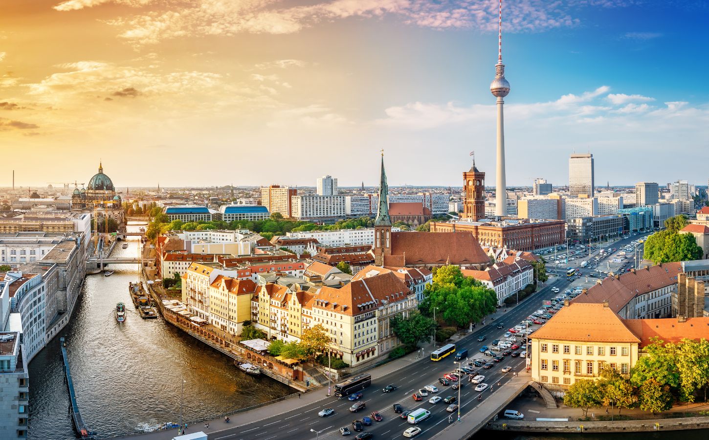 A wide shot of Berlin, capital of Germany, where the government is investing in a plant-based future