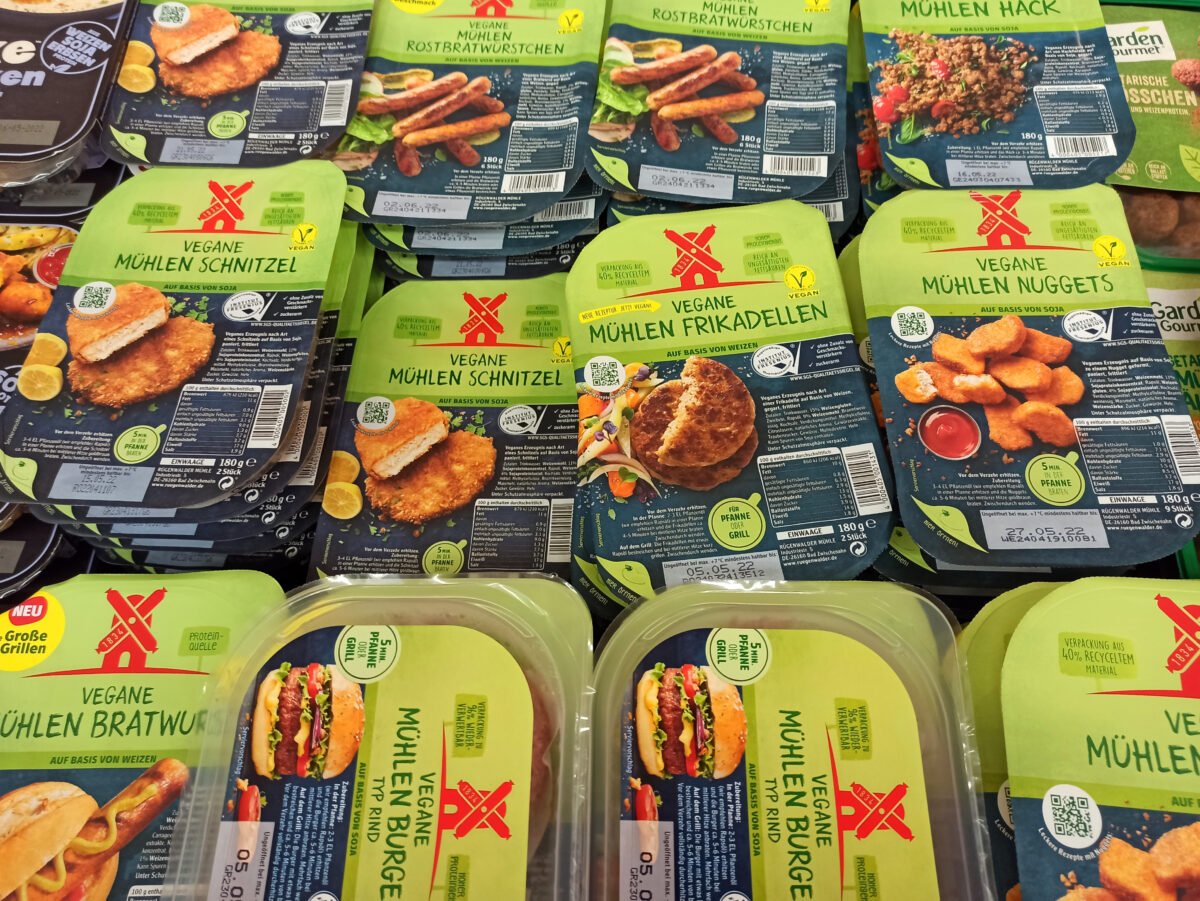 Photo of vegan meat alternatives in a supermarket in Germany