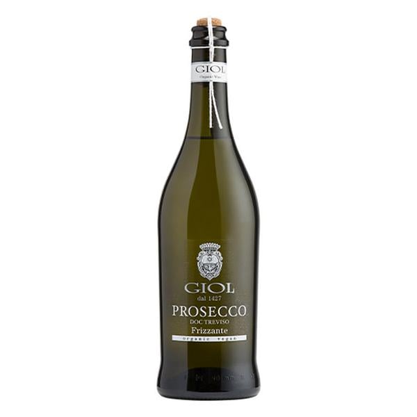 A bottle of vegan and organic Giol Prosecco
