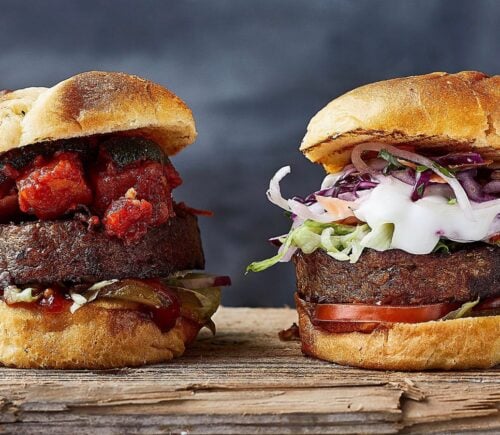 Vegan burgers made from plant-based meat from VBites, which has gone into administration