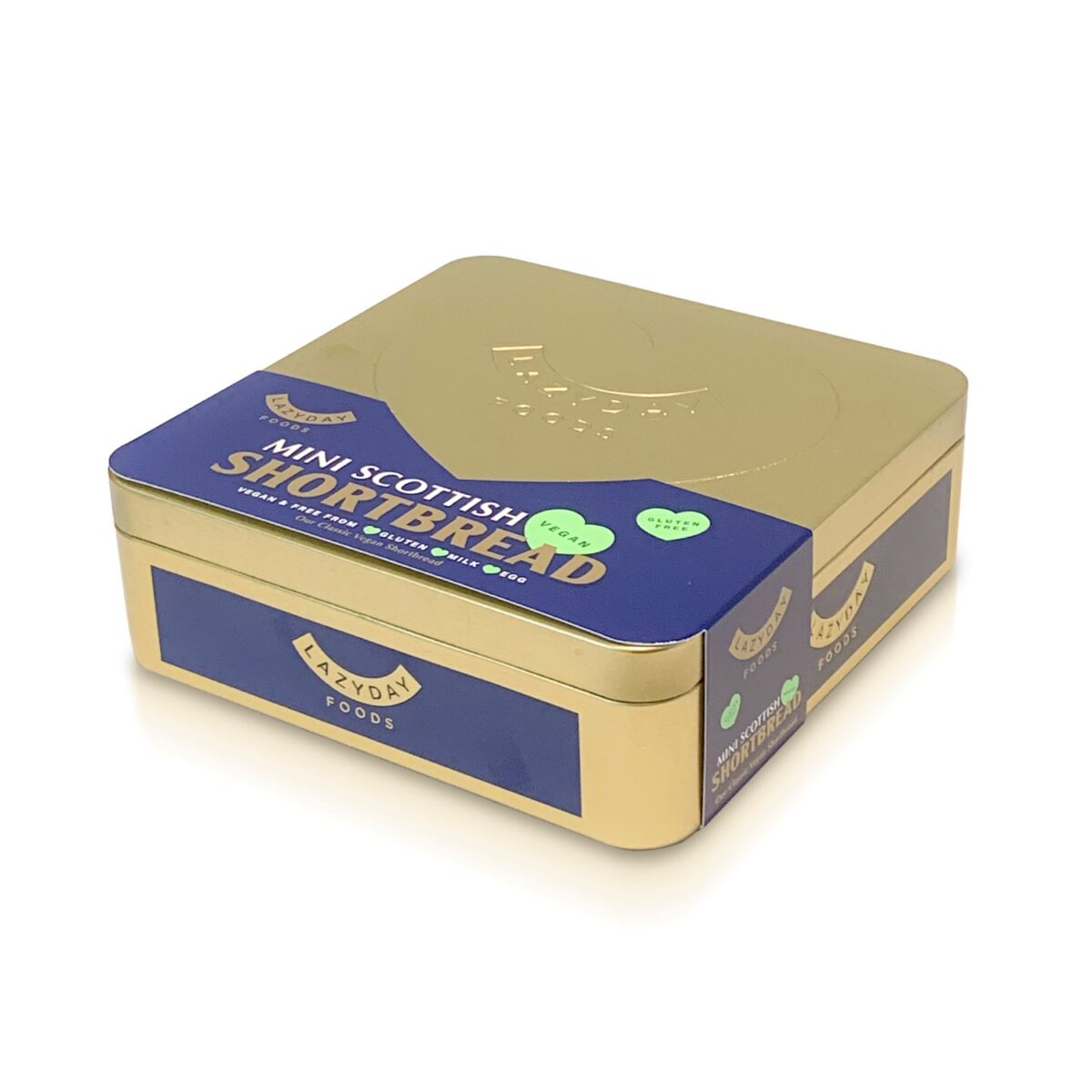 A vegan, dairy-free, and gluten-free shortbread tin from Lazy Day Foods