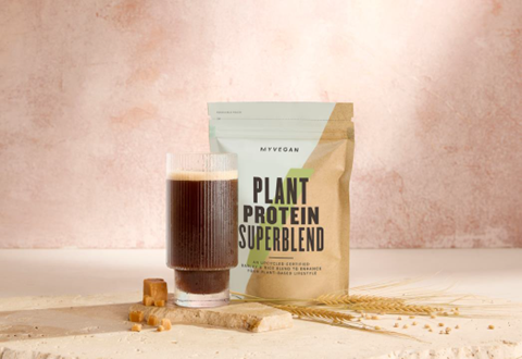 A packet of Plant Protein Superblend