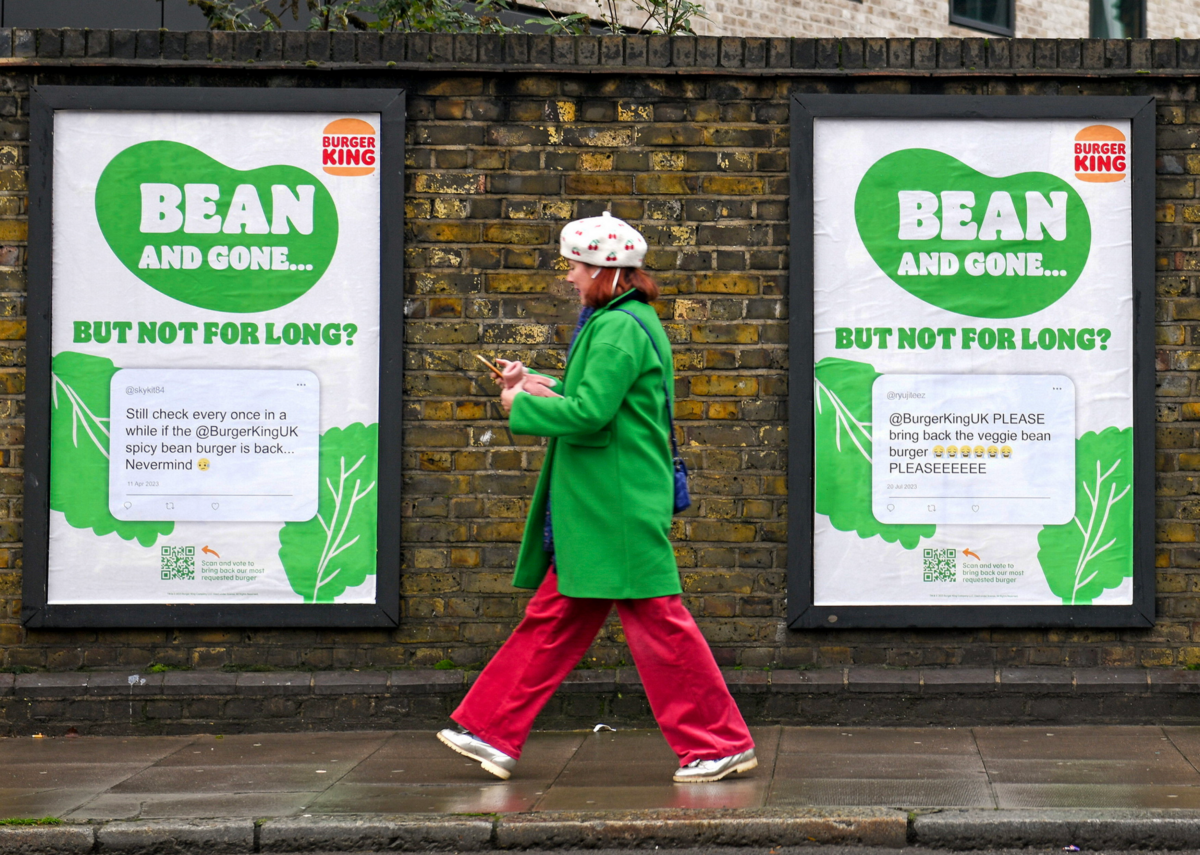 Advert for bean burger, which has returned to Burger King